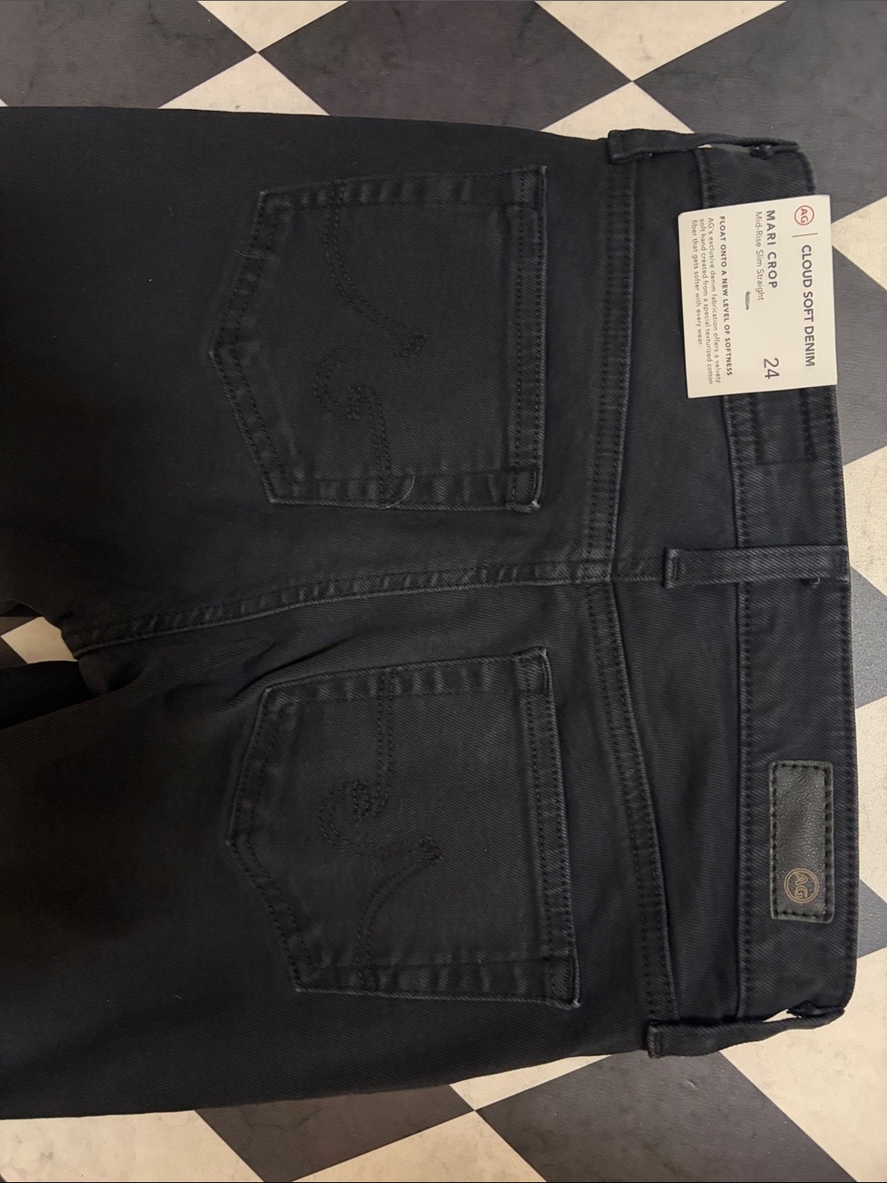 Women’s AG Mari Crop Sulfar Black Mid-rise straight Jeans 24 - Picture 5 of 6